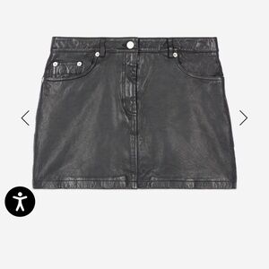 Kooples SHORT BLACK LEATHER SKIRT NWT